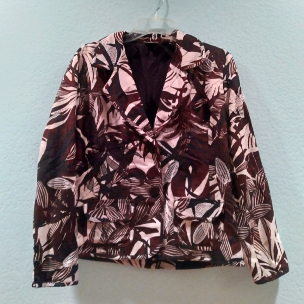 Chico's Women's Embroidered Leaf Print Blazer Size 1 or M
